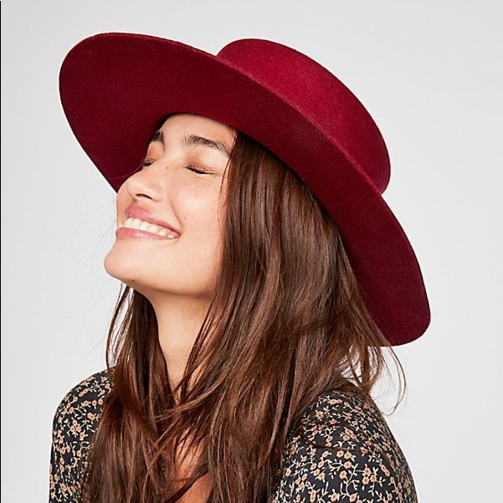 Brixton Bolero Wide Brim Hat in Red, XS